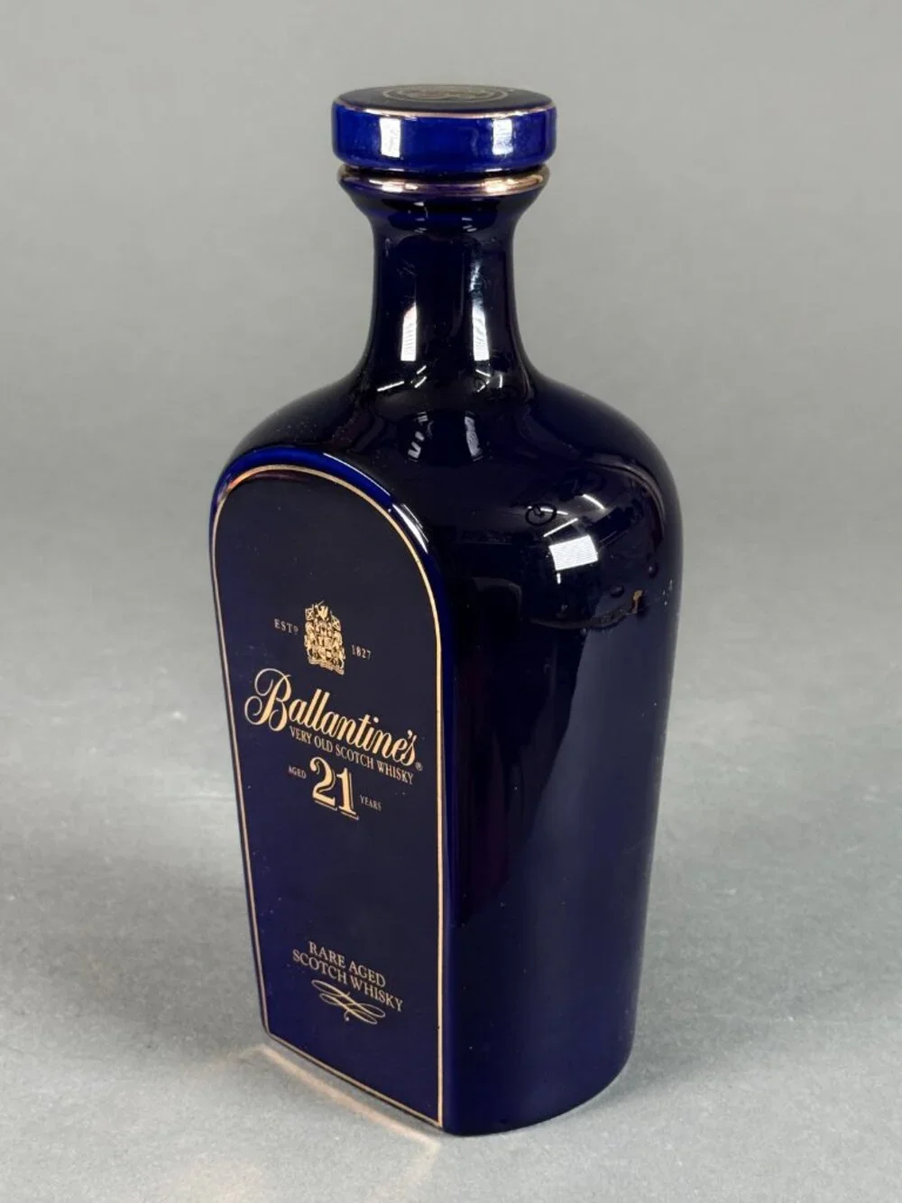 Rare Ballantine's 21 Year Old Empty Blue Wade Porcelain Whisky Decanter 70cl